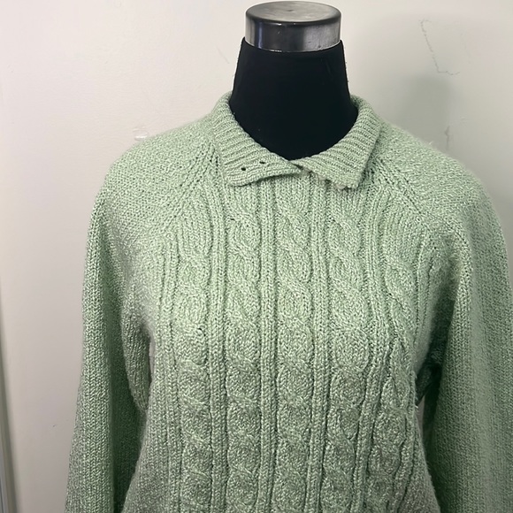 Karen Scott Chic Cable Knit Sage Green Sweater Size Small - Picture 11 of 16